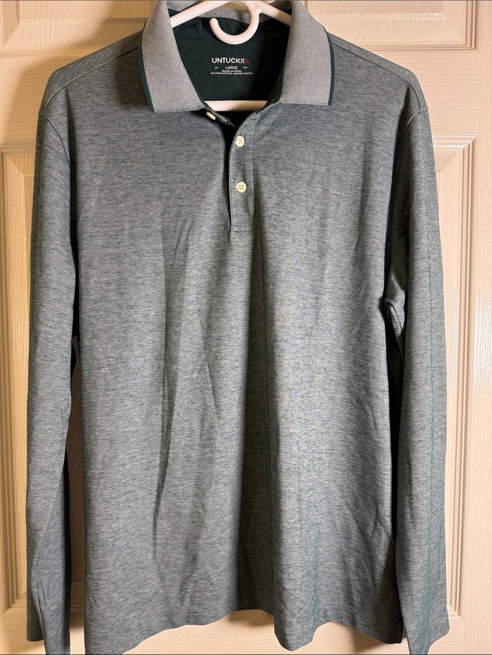 UNTUCKit Beaux Contrast Color Men’s Long Sleeves Polo Shirt Sz Large